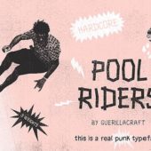 ストリート感のあるアイコン&フォントセット「Pool Riders Typeface + Bonus Vector Cut-Outs」