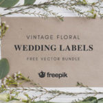 花のモチーフが可愛らしいウェディングイメージのベクター素材「Free Floral Wedding Vector Labels」
