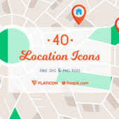 地図や案内図の制作に使えるロケーションアイコンセット「Free Location Icon Set」