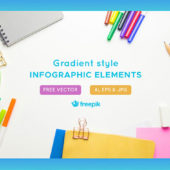 美しいグラデーションが特徴のインフォグラフィック素材 「[Freebie] Gradient Style Infographic Elements: AI, EPS, and JPG」