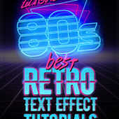 80年代風デザインを手軽に表現できるレトロなテキストエフェクトのチュートリアル「Best 80’s Retro Text Effect Photoshop Tutorials」