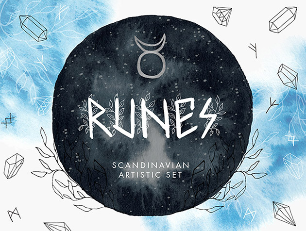 神秘的なモチーフをラフな雰囲気で表現した素材セット Free Scandinavian Runes Artistic Set のご紹介 Webデザイン参考記事まとめアプデ