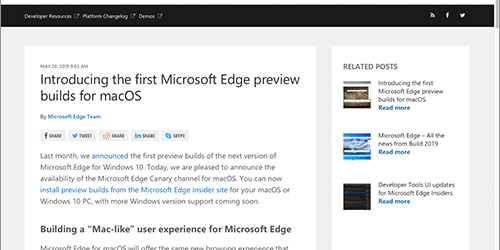 【速報】Chromiumを採用した、mac OS版のMicrosoft Edge（プレビュー版）がリリースされました！