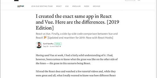 ReactとVueの比較、全く同じアプリを作成してみて分かった相違点 2019年Edition