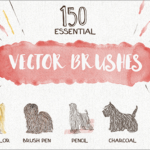 犬のもふもふ感を描く、150種類以上の癒やし系ブラシ素材 -Essential Vector Brushes Collection