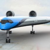 翼に客席がある斬新な新型飛行機 KLMオランダ航空がフライングVを発表 V字型で燃費効率がアップ