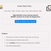 インストールやユーザー登録一切不要でスクリーンキャストをリアルタイム共有できる・「Screen Share Party」