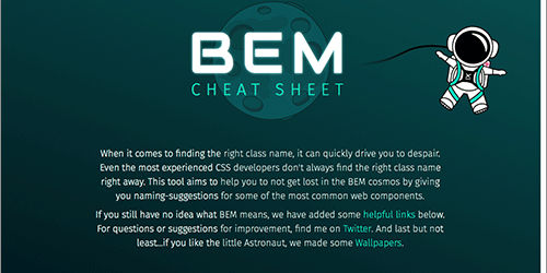 これでもうCSSのクラス名は迷わない！BEMの命名規則をまとめたチートシート -BEM Naming Cheat Sheet