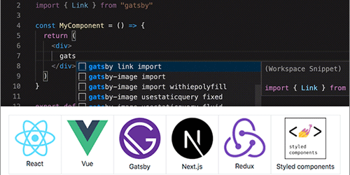 Vue.jsやReactなど、JavaScriptライブラリのコードスニペットを利用できるVS Codeの拡張機能 -Snipsnap