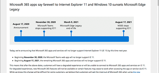 ようやくこの時がきた、MicrosoftからIE11サポート終了のお知らせ