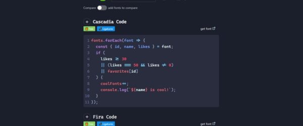 プログラミング向けの様々なフォントを、実際にコードを書いて試せる・「Dev Fonts」