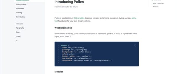 ユーティリティファーストなCSSを設計するためのCSS変数を提供する・「Pollen」