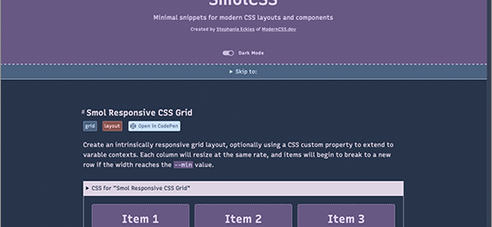 レスポンシブ対応のレイアウトやコンポーネントだけを実装するCSSのシンプルなコードのまとめ -SmolCSS
