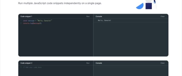 1つのページで複数のJavaScriptコードスニペットを個別に実行できるWebアプリ・「CodeSnippet.Run」