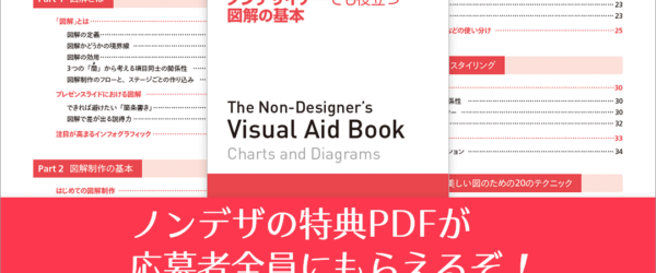 🎉 ノンデザイナーズ・デザインブックの特典PDF「ノンデザイナーでも役立つ図解の基本」が応募者全員にもらえます