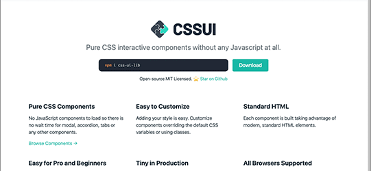 JavaScriptはなし、CSSで実装されたWebページでよく使用されるUIコンポーネントの超軽量ライブラリ -CSSUI