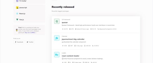 サポートが終了したパッケージや危険なパッケージが除外されたJavaScriptライブラリ検索ツール・「Code awesome」