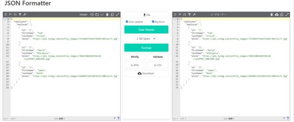 JSONのフォーマットやバリデート、ツリー表示、圧縮等が可能なWebアプリ・「JSON Formatter」