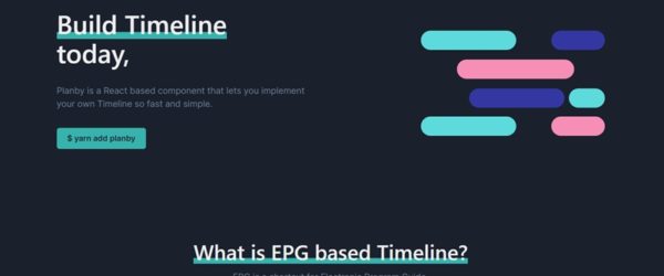 EPGベースのタイムラインコンテンツを実装する為のReactコンポーネント・「Planby」