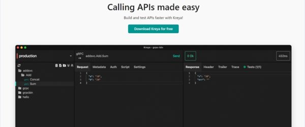 gRPCとREST APIのためのクロスプラットフォーム対応GUIクライアント・「Kreya」