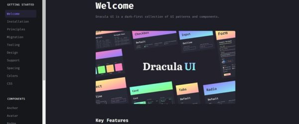 ダークテーマを重視したオープンソースのUIパターンとコンポーネントのコレクション・「Dracula UI」