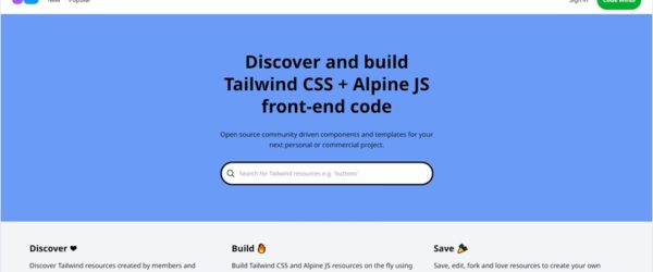 Tailwind.css+ Alpine.jsのコードをプレビューとエディター付きで探せる・「Windl」