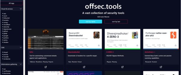 セキュリティに関する様々なツールを収集、カテゴライズしている・「offsec.tools」