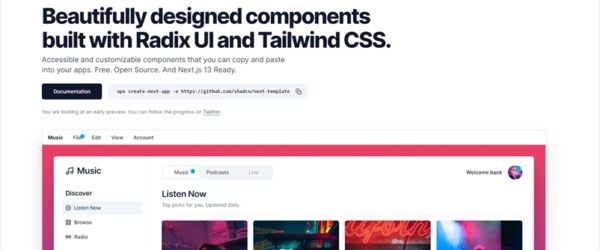 Radix UIとTailwind.cssで構築されたオープンソースのコンポーネント集・「shadcn/ui」