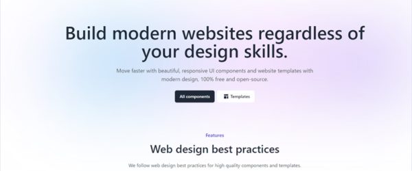Tailwind.cssベースのモダンでスッキリしたスタイルの、オープンソースのUIコンポーネントとWebサイトのテンプレートのコレクション・「Float UI」