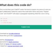 任意のコードスニペットを入力するだけで、ChatGPTがそのコードがどう動いているかを説明してくれる・「What does this code do?」