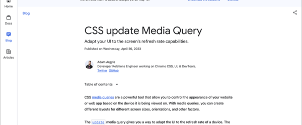 CSSの新機能、メディアクエリの新しいクエリ「update」がChrome 113で使用できるようになりました