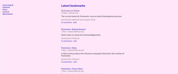 ActivityPubがサポートされたオープンソースのオンラインブックマークWebアプリ・「Postmarks」