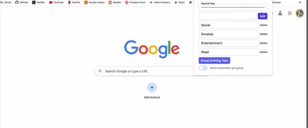 ブラウザのタブをAIに整理して貰う為のオープンソースのブラウザ拡張・「AI Group Tabs」
