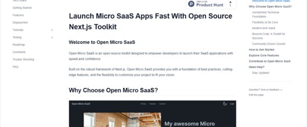 SaaSアプリ開発の為に作られたオープンソースの開発スターターキット・「Open Micro SaaS」