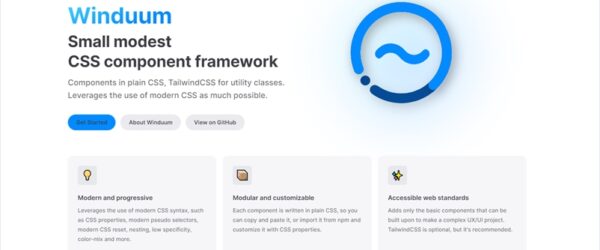 Tailwind.cssとの併用も可能な、ミニマルで汎用的なCSSコンポーネント・「Winduum」