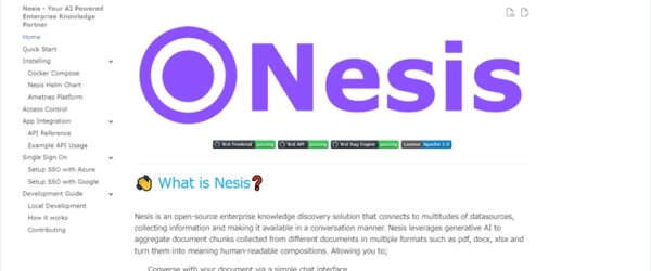 大量のドキュメントや画像を解析してデータを収集し、生成AIチャットで利用できるOSSエンタープライズ向けナレッジツール・「Nesis」