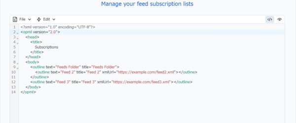 簡単な操作でOPMLを編集できるオープンソースのオンラインOPMLエディター・「OPML Editor」