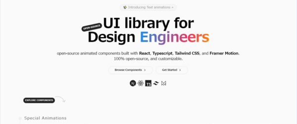 React、Tailwind、Framer Motionで構築されたオープンソースのアニメーションコンポーネント・「Eldora UI」