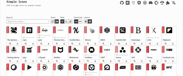 3000以上の世界中のブランドアイコンを提供するSimple IconsをURLで表示できる・「Simple Icons CDN」