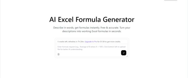 プロンプトからExcel数式を生成するオープンソースの生成AIベースのExcel数式ジェネレーター・「Excel Formula GPT」