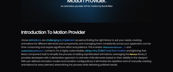 複雑なアニメーションも対応可能なオープンソースのアニメーションコンポーネントライブラリ・「Motion Provider」