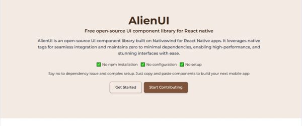 React Native向けに構築されたNativeWindベースのオープンソースUIコンポーネントライブラリ・「AlienUi」