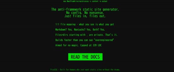 特定のフレームワークを使いたくない人向けに開発されたシンプルな静的サイトジェネレーター・「PicoSSG」