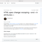 HTMLの仕様が変更され、属性値内に記述したがエスケープされるようになります