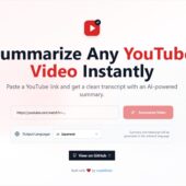 Youtubeの動画URLを入力すると、AIが動画内容を見出し付きで要約してくれるOSS・「YouTube Summarizer」