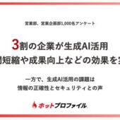 【生成AIの営業活用に関する実態調査】3割の企業が生成AI活用。時間短縮や成果向上などの効果を実感