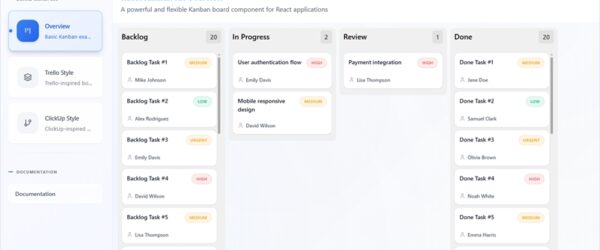 カスタマイズを前提に設計されたカンバンボードを構築する為のオープンソースのReactコンポーネント・「React Kanban Kit」