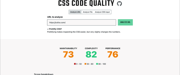 CSSに問題がないか、保守性・複雑性・パフォーマンスの面から解析し、改善点を教えてくれるツール -CSS Code Quality Analyzer