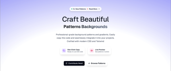 モダンCSSで実装された、UIデザイン用の美しいグラデーションとジオメトリックの背景パターン -Pattern Craft