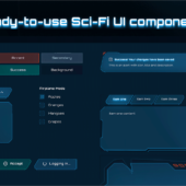 このUIデザインかっこいい！ 近未来をテーマにしたUIコンポーネントとデザイン要素のセット -Cosmic UI